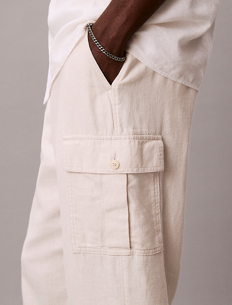 Calvin Klein Beyaz Renkli Erkek Relaxed Straight Pantolon