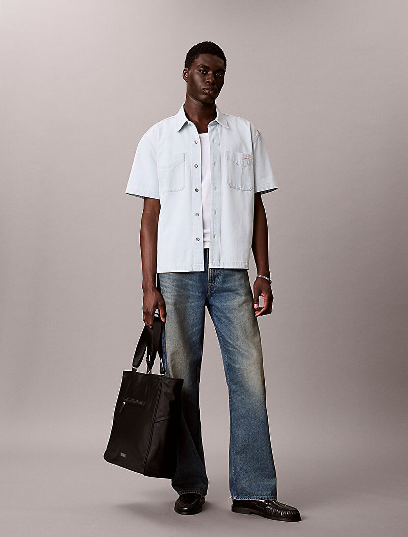 Calvin Klein Mavi Renkli Erkek Short Sleeve Gömlek