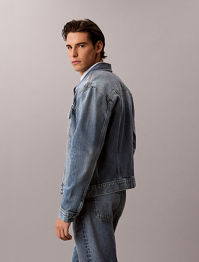 Calvin Klein Mavi Renkli Erkek Andrew Classic Trucker Ceket