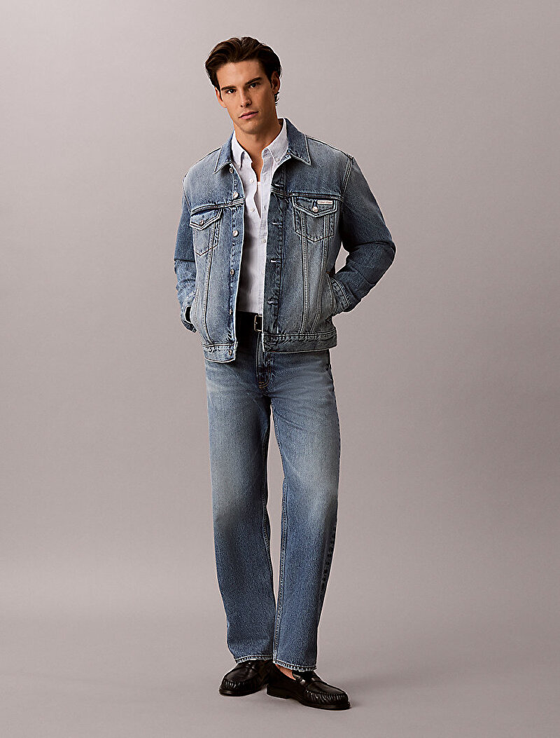 Calvin Klein Mavi Renkli Erkek Andrew Classic Trucker Ceket
