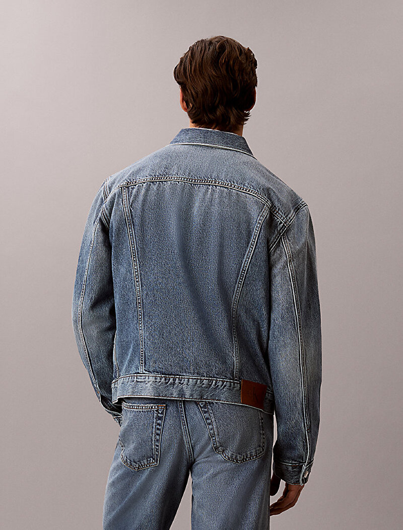 Calvin Klein Mavi Renkli Erkek Andrew Classic Trucker Ceket