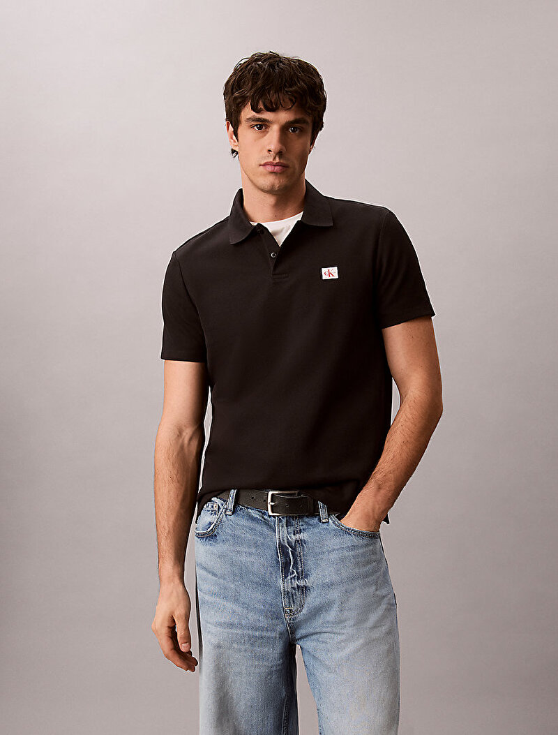 Calvin Klein Siyah Renkli Erkek Microwaffle Herit Polo T-shirt