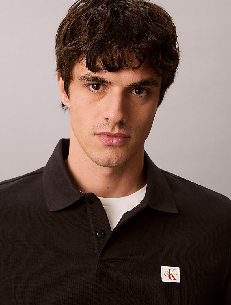 Calvin Klein Siyah Renkli Erkek Microwaffle Herit Polo T-shirt