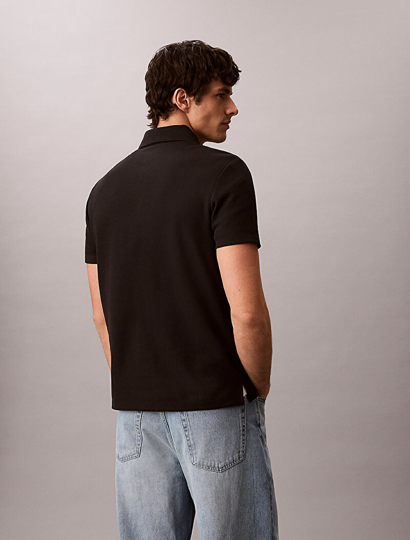 Calvin Klein Siyah Renkli Erkek Microwaffle Herit Polo T-shirt