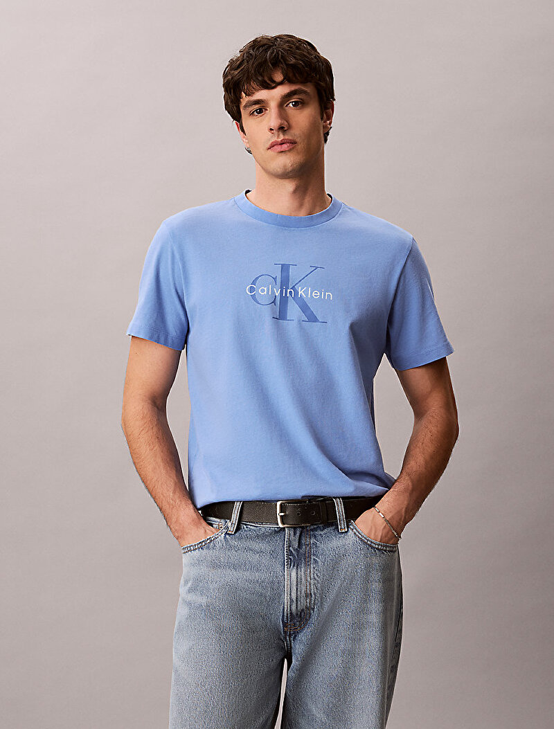 Calvin Klein Mavi Renkli Erkek 20s Acid Wash T-shirt