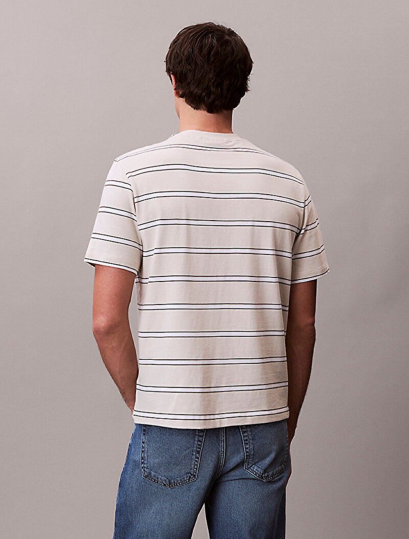 Calvin Klein Beyaz Renkli Erkek Easy Stripe T-shirt