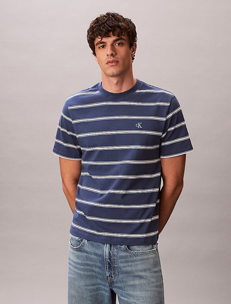 Calvin Klein Lacivert Renkli Erkek Easy Stripe T-shirt