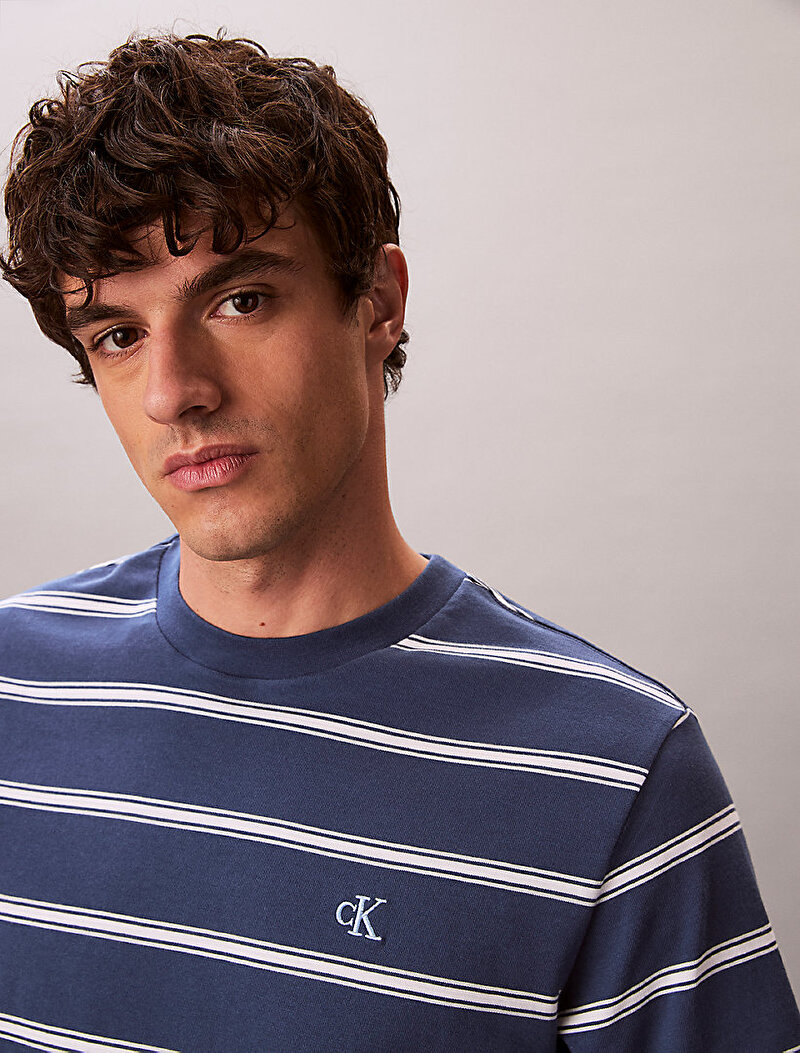 Calvin Klein Lacivert Renkli Erkek Easy Stripe T-shirt