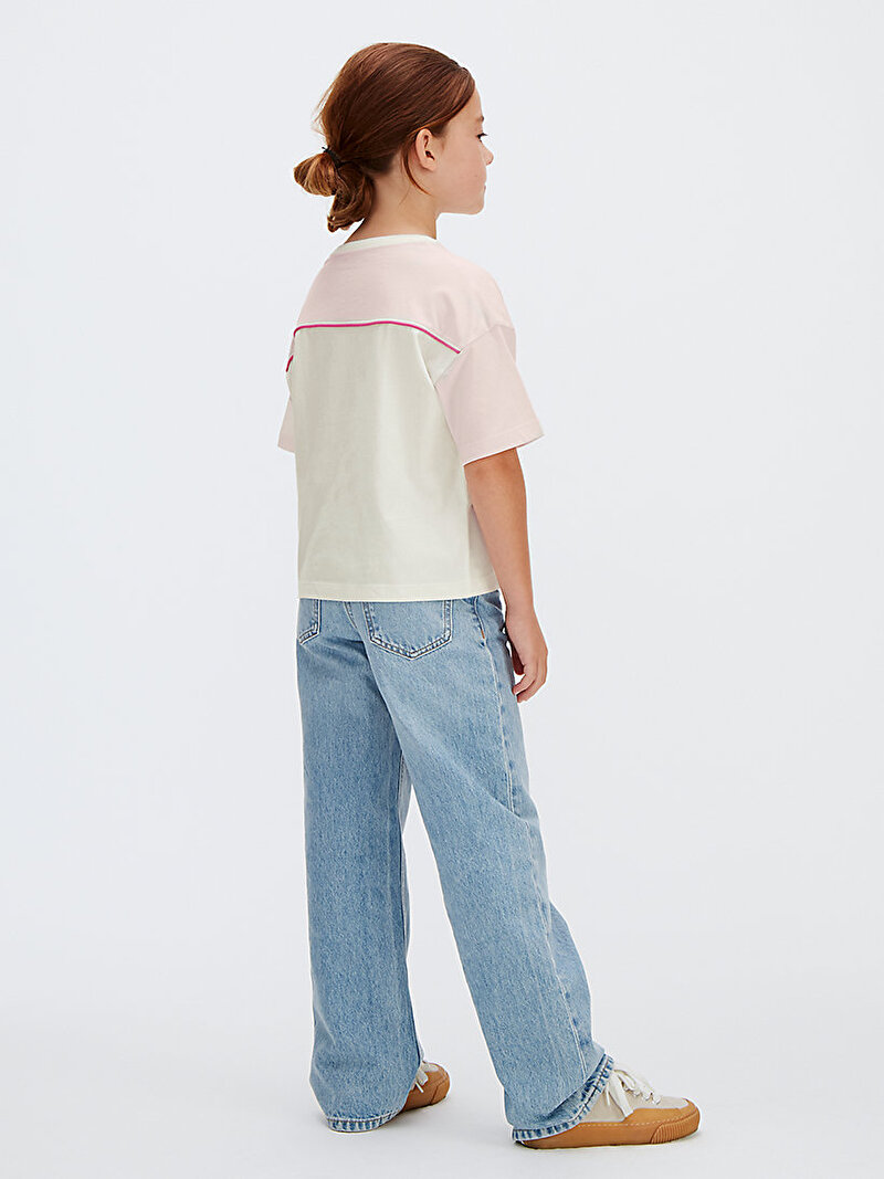Calvin Klein Bej Renkli Kız Çocuk CK Collegiate Coloblock T-shirt
