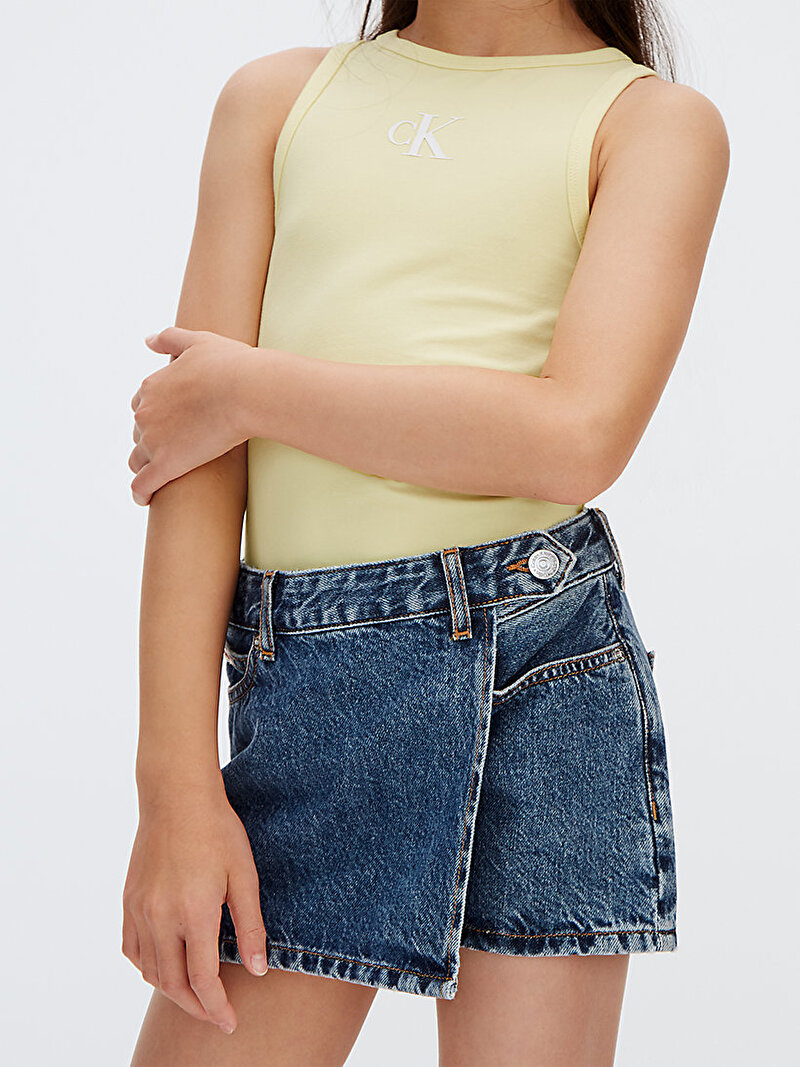 Calvin Klein Mavi Renkli Kız Çocuk Denim Wrap Şort Etek