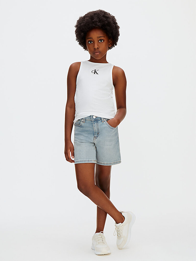 Calvin Klein Bej Renkli Kız Çocuk Bermuda Şort