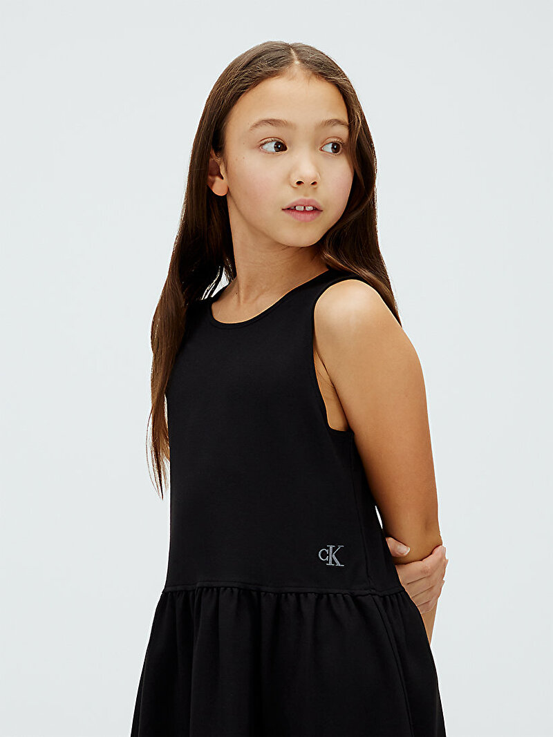 Calvin Klein Siyah Renkli Kız Çocuk Punto Tank Elbise