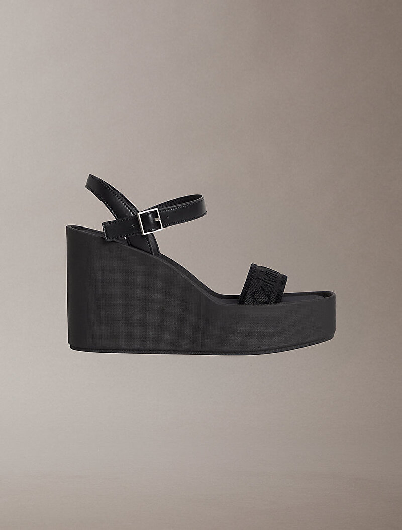 Calvin Klein Siyah Renkli Kadın Wedge 70 Webbing Dolgu Topuklu Sandalet