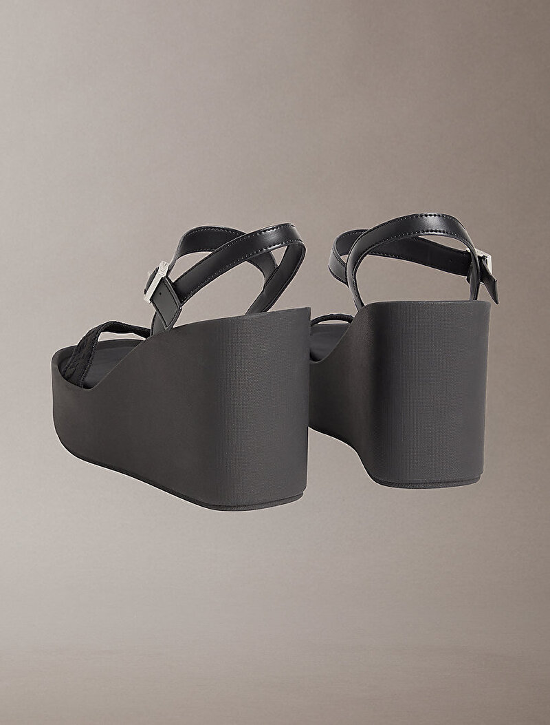Calvin Klein Siyah Renkli Kadın Wedge 70 Webbing Dolgu Topuklu Sandalet