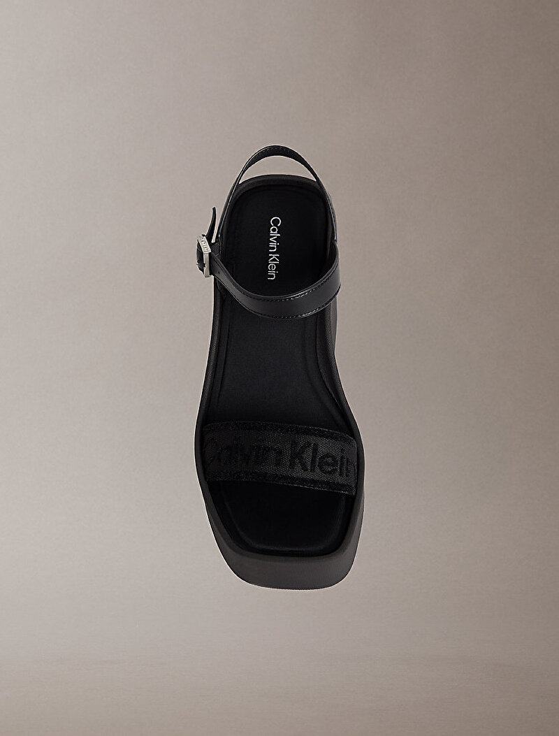 Calvin Klein Siyah Renkli Kadın Wedge 70 Webbing Dolgu Topuklu Sandalet