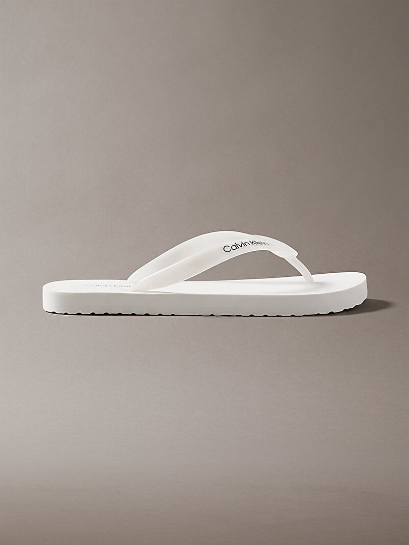 Calvin Klein Beyaz Renkli Kadın Flip Flop Metal Terlik