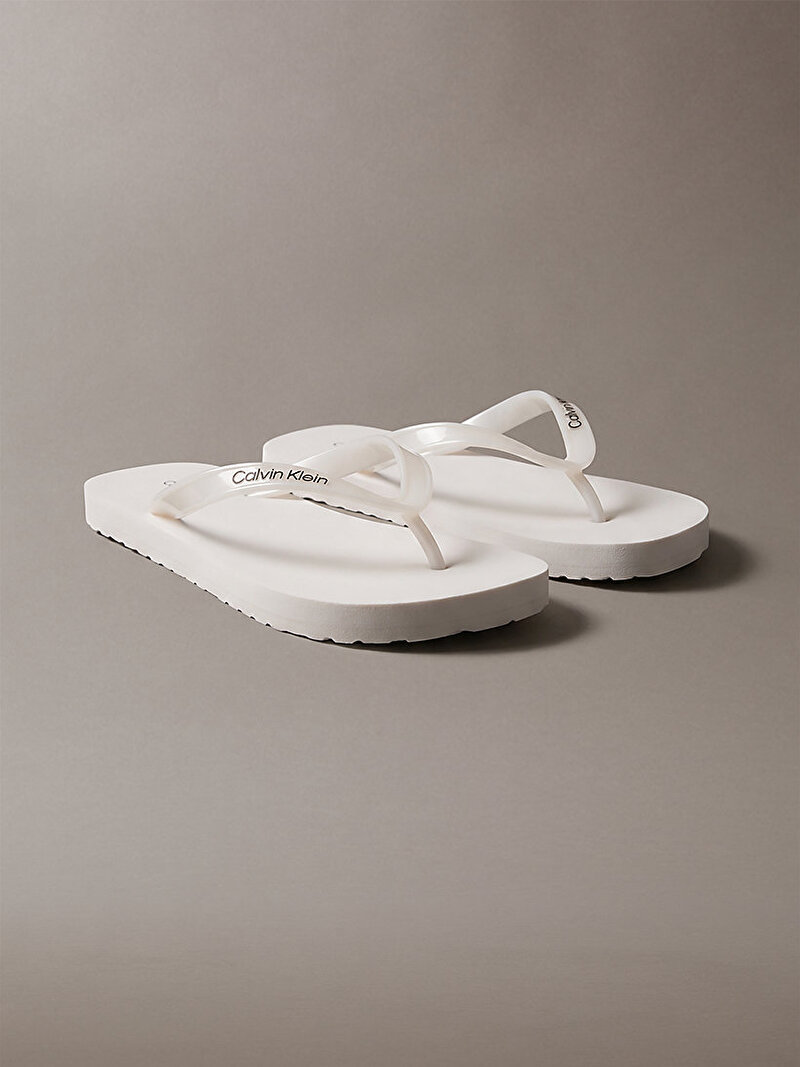 Calvin Klein Beyaz Renkli Kadın Flip Flop Metal Terlik