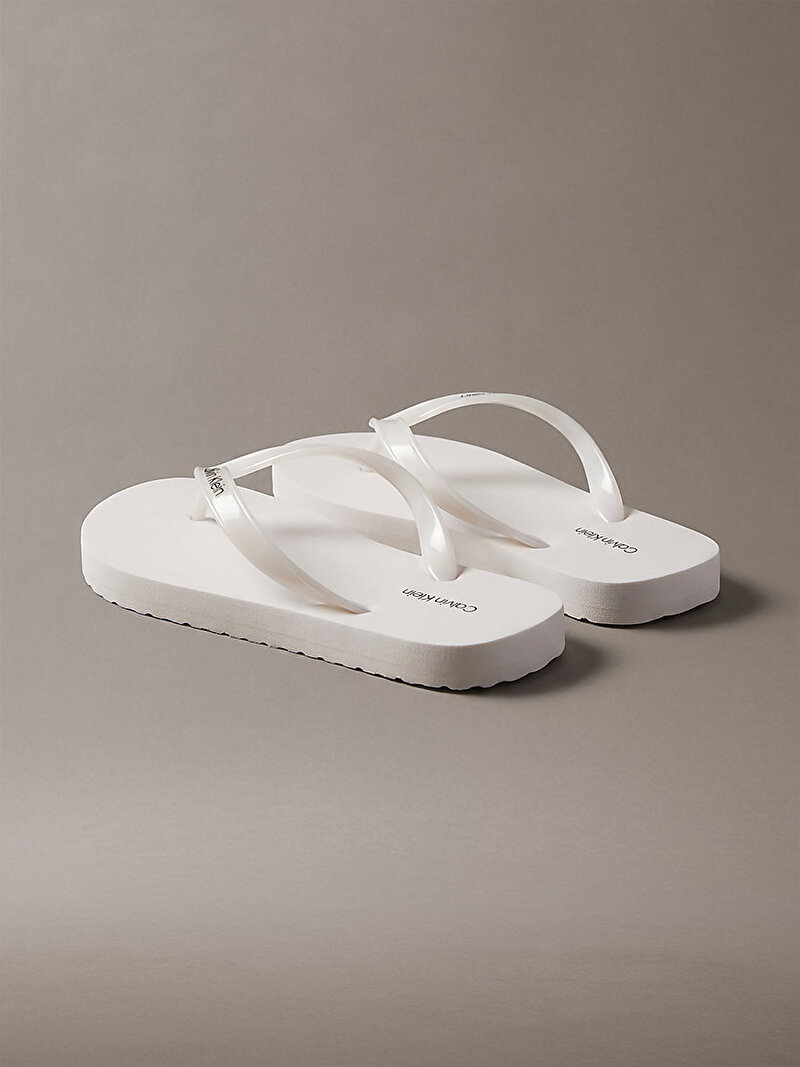 Calvin Klein Beyaz Renkli Kadın Flip Flop Metal Terlik