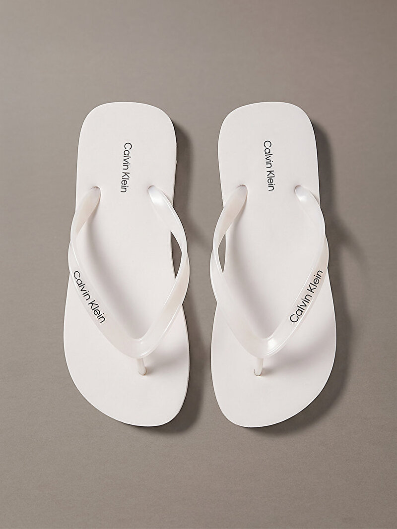 Calvin Klein Beyaz Renkli Kadın Flip Flop Metal Terlik