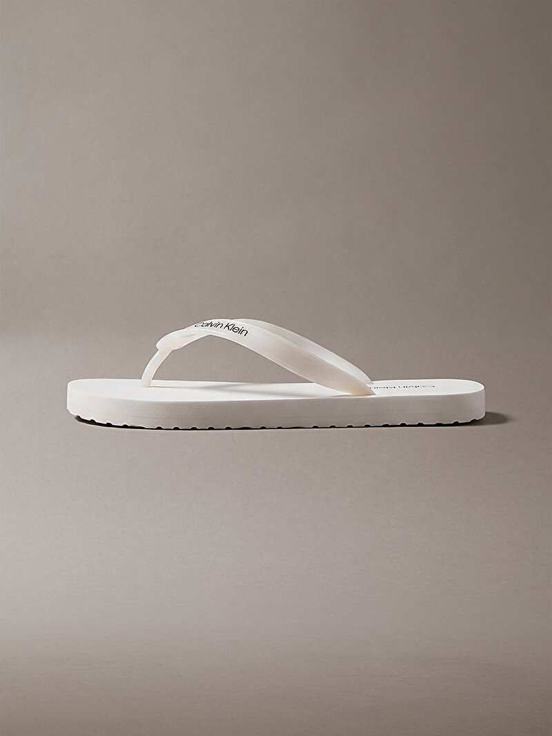 Calvin Klein Beyaz Renkli Kadın Flip Flop Metal Terlik