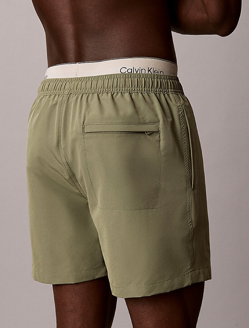 Calvin Klein Yeşil Renkli Erkek Medium Drawstring Deniz Şortu