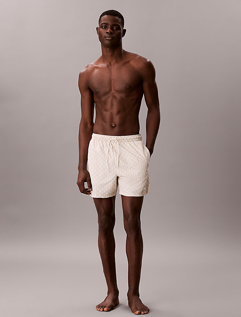 Calvin Klein Bej Renkli Erkek Medium Drawstring Deniz Şortu