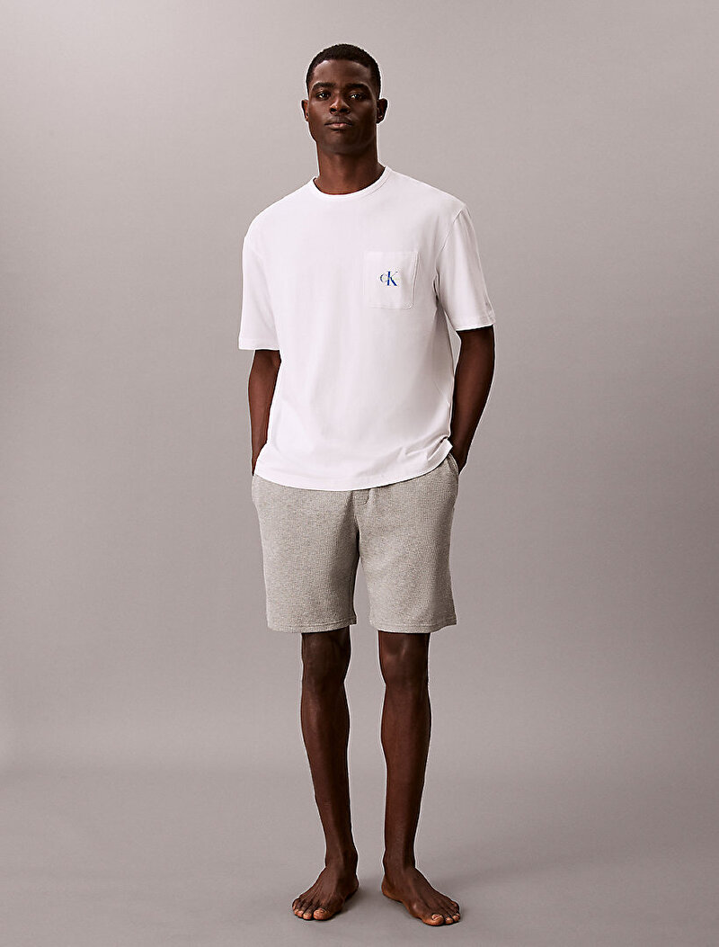 Calvin Klein Beyaz Renkli Erkek Monogram Crew T-shirt