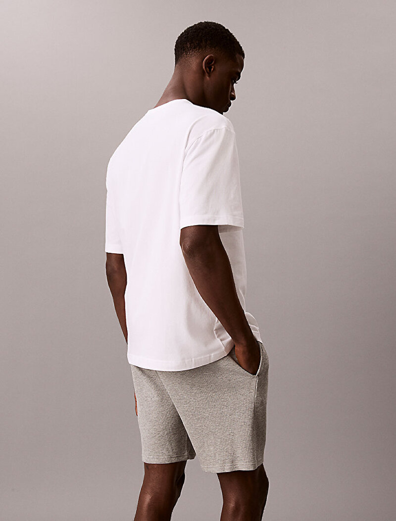 Calvin Klein Beyaz Renkli Erkek Monogram Crew T-shirt