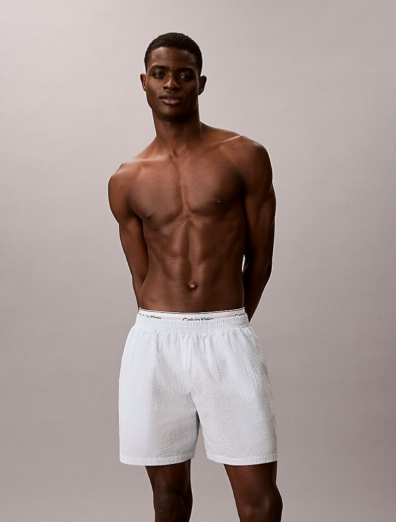Calvin Klein Mavi Renkli Erkek Seersucker Şort