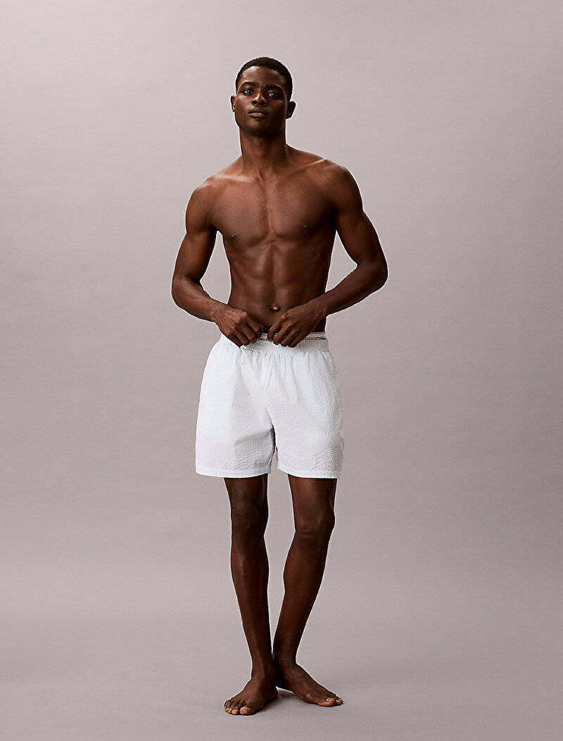 Calvin Klein Mavi Renkli Erkek Seersucker Şort