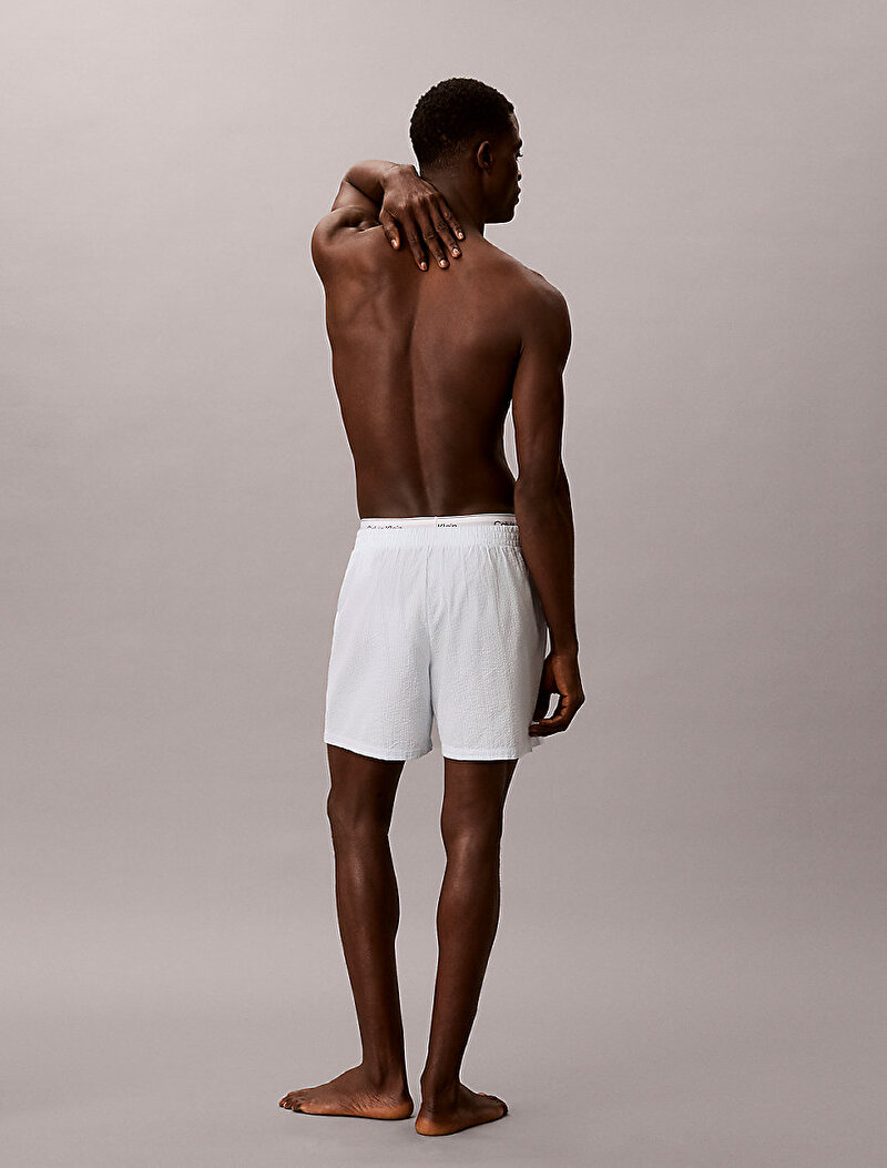 Calvin Klein Mavi Renkli Erkek Seersucker Şort