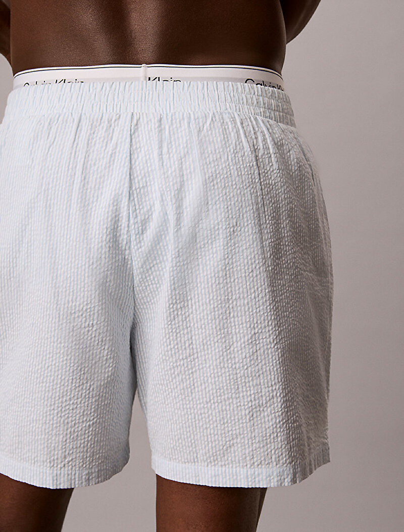 Calvin Klein Mavi Renkli Erkek Seersucker Şort