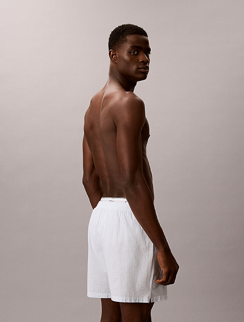 Calvin Klein Mavi Renkli Erkek Seersucker Şort