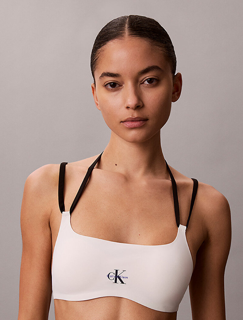 Calvin Klein Beyaz Renkli Kadın Bralet Bikini Üstü