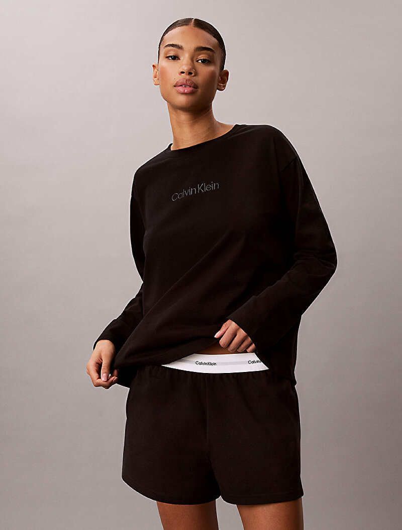 Calvin Klein Siyah Renkli Kadın Logo Jersey Şort