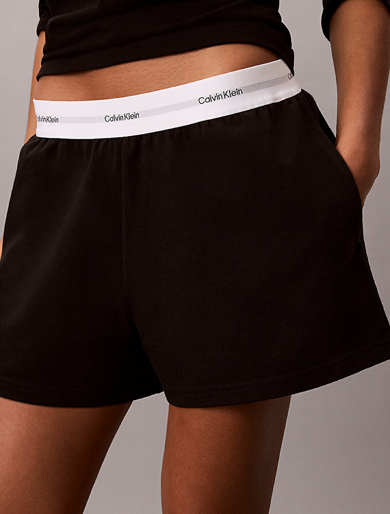 Calvin Klein Siyah Renkli Kadın Logo Jersey Şort