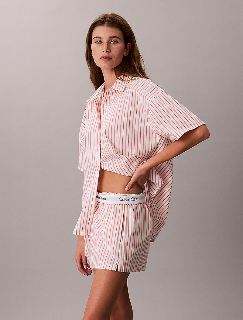 Calvin Klein Pembe Renkli Kadın Covered Poplin Şort