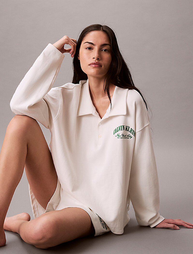 Calvin Klein Beyaz Renkli Kadın Polo T-shirt