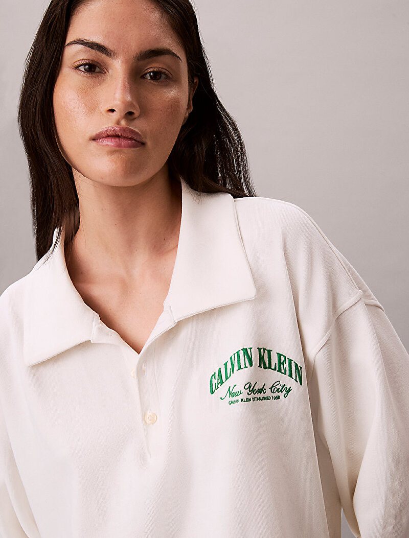 Calvin Klein Beyaz Renkli Kadın Polo T-shirt
