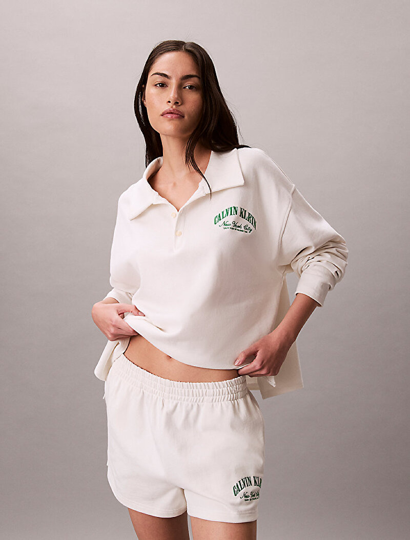 Calvin Klein Beyaz Renkli Kadın Polo T-shirt