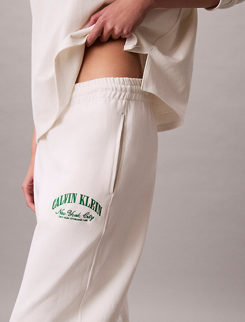 Calvin Klein Beyaz Renkli Kadın Jersey Eşofman Altı