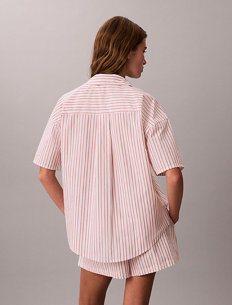 Calvin Klein Pembe Renkli Kadın Relaxed Poplin T-shirt
