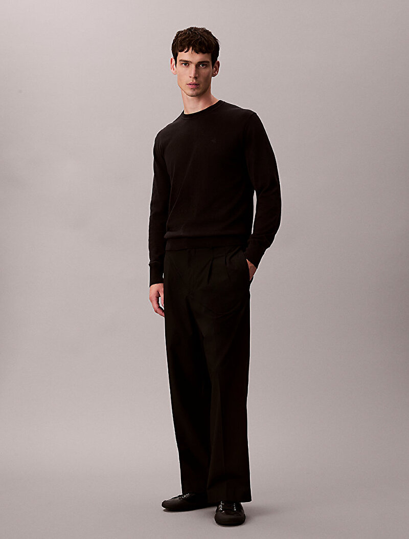 Calvin Klein Siyah Renkli Erkek Supima Cotton Kazak