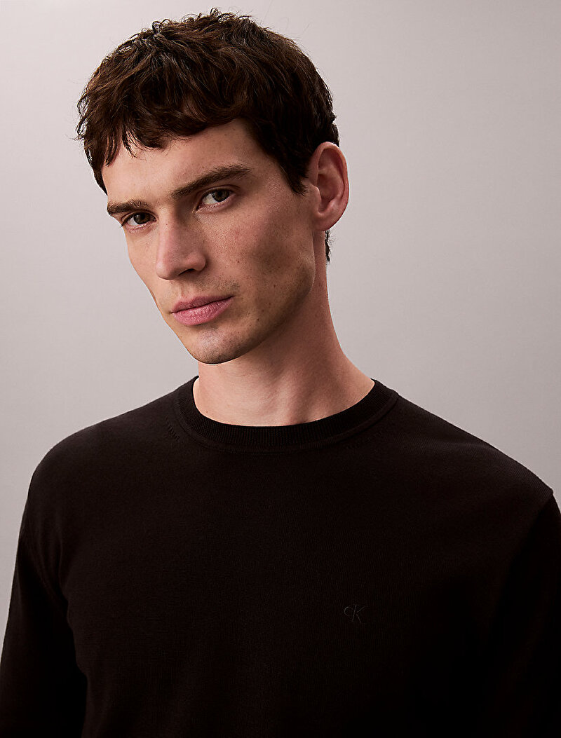 Calvin Klein Siyah Renkli Erkek Supima Cotton Kazak