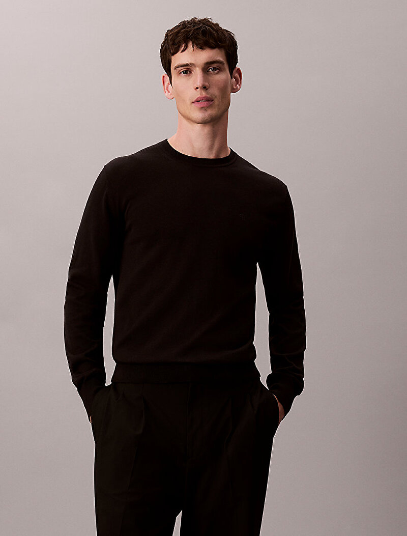 Calvin Klein Siyah Renkli Erkek Supima Cotton Kazak