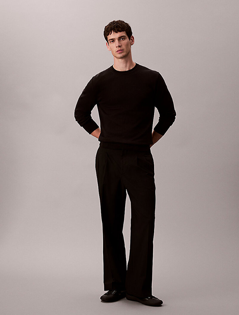Calvin Klein Siyah Renkli Erkek Supima Cotton Kazak