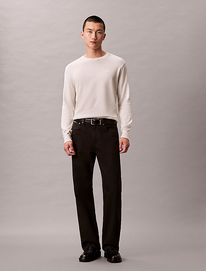 Calvin Klein Beyaz Renkli Erkek Supima Cotton Kazak