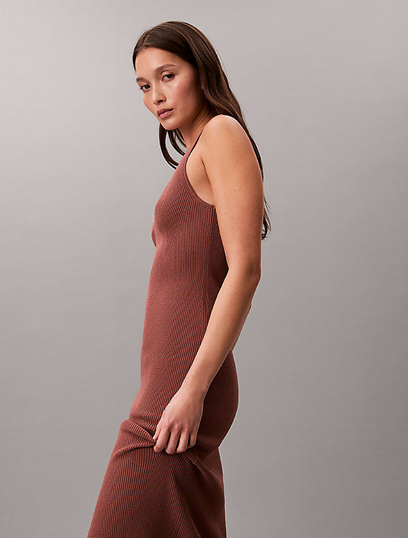 Calvin Klein Kahverengi Renkli Kadın Compact Viskoz Elbise