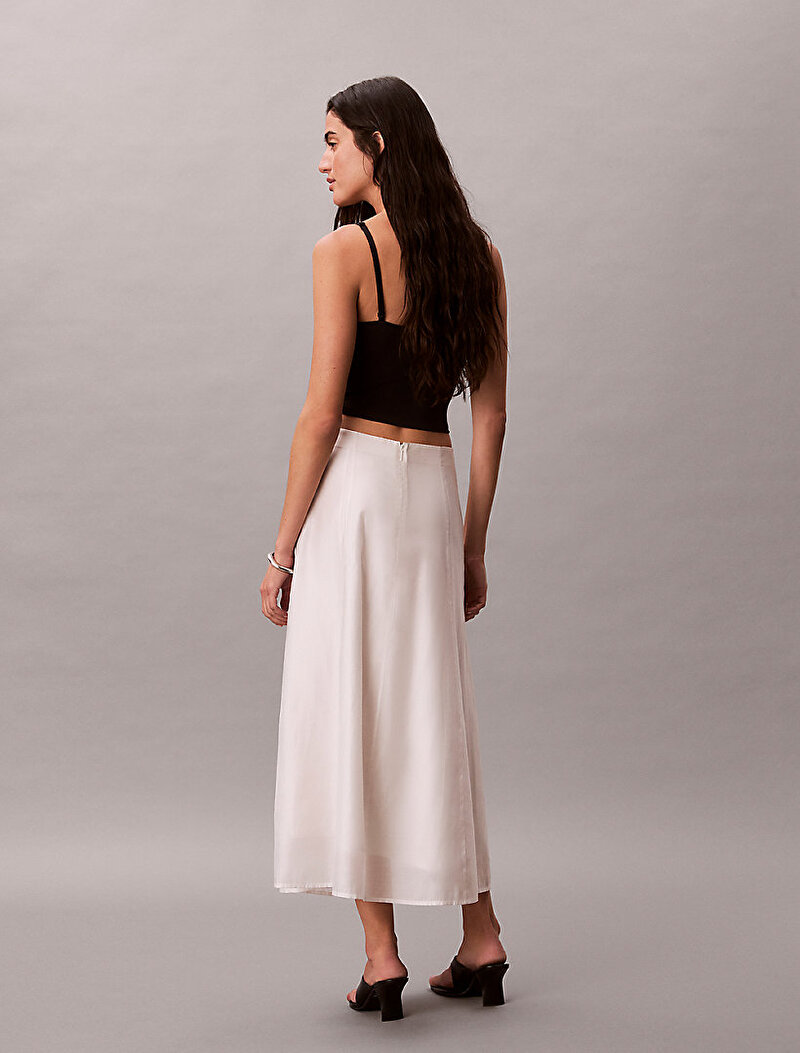 Calvin Klein Beyaz Renkli Kadın Voile Midi Panel Etek