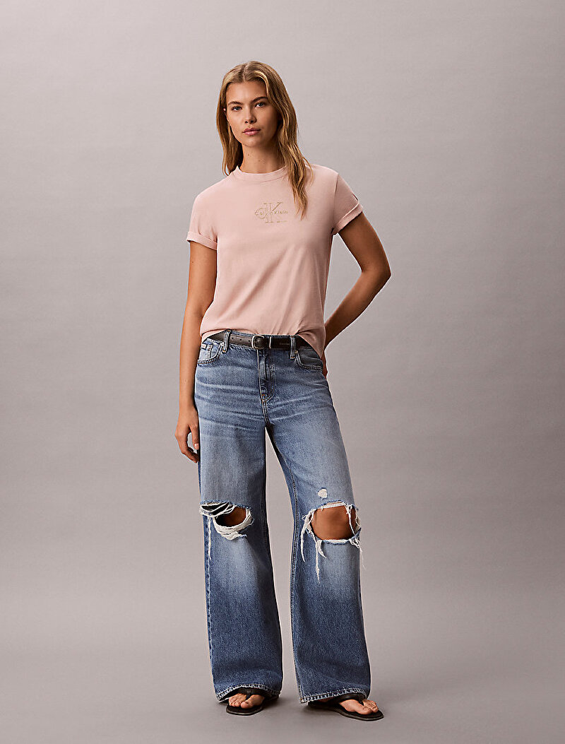 Calvin Klein Turuncu Renkli Kadın Classic Foil T-shirt